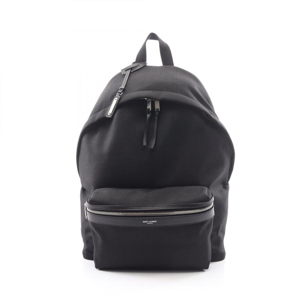 Saint Laurent Paris City Backpack Canvas Leather Black